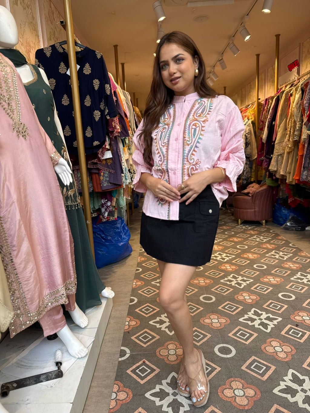 Pastel Paisley Embroidered Shirt