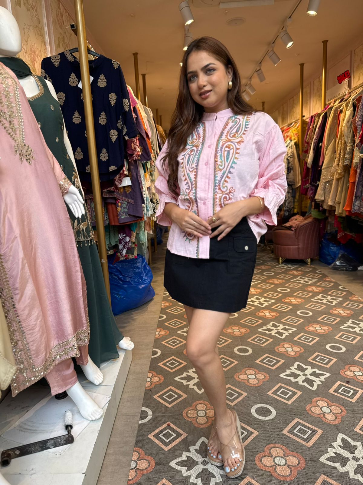 Pastel Paisley Embroidered Shirt