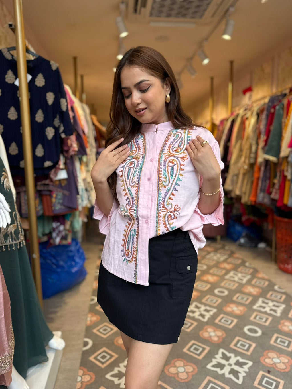 Pastel Paisley Embroidered Shirt