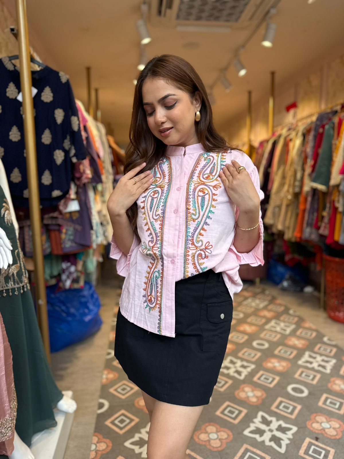 Pastel Paisley Embroidered Shirt