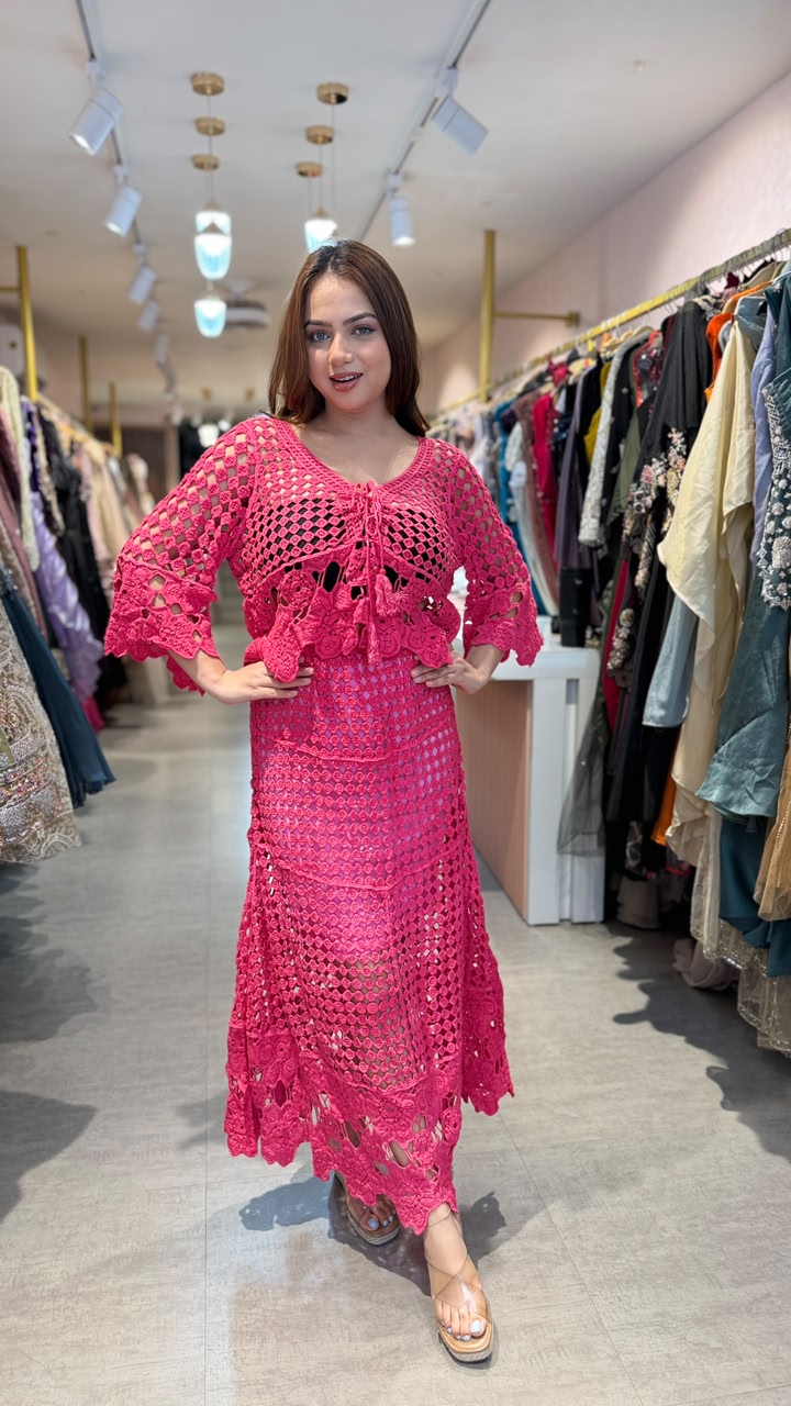 Neon Crochet Beach Cover-Up Set