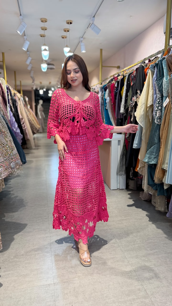 Neon Crochet Beach Cover-Up Set