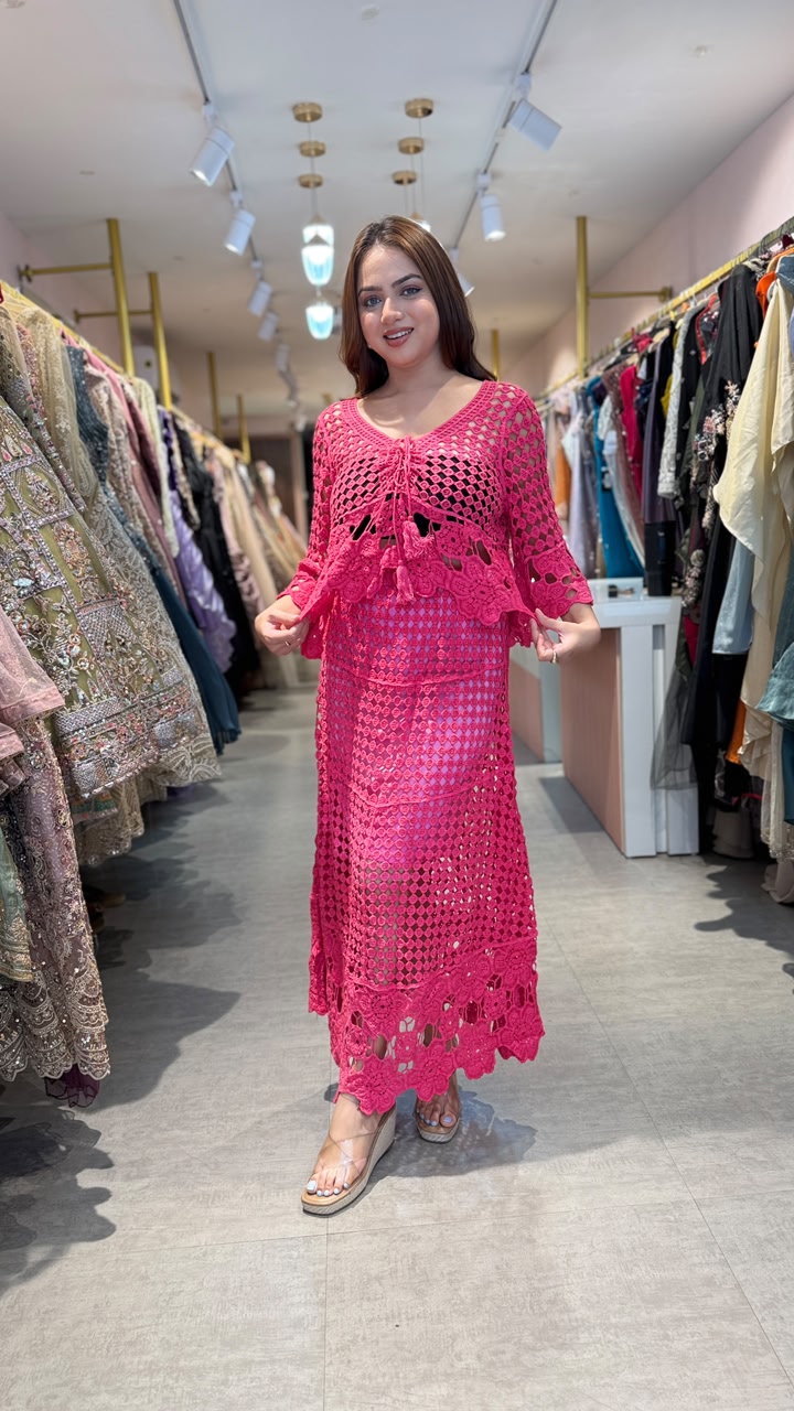 Neon Crochet Beach Cover-Up Set