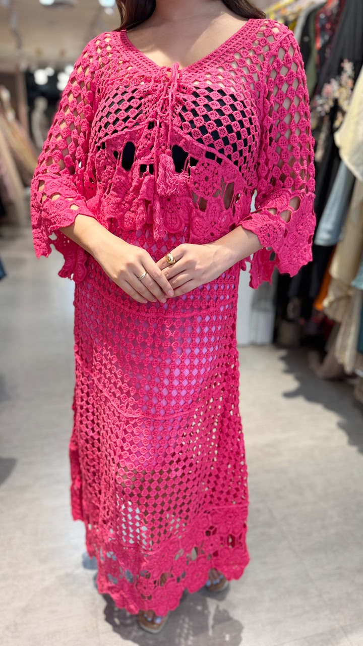 Neon Crochet Beach Cover-Up Set