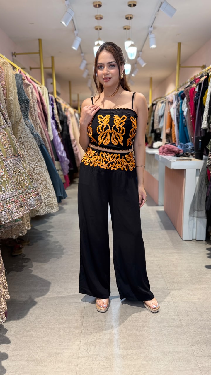 Midnight Bloom Embroidered Co-Ord Set