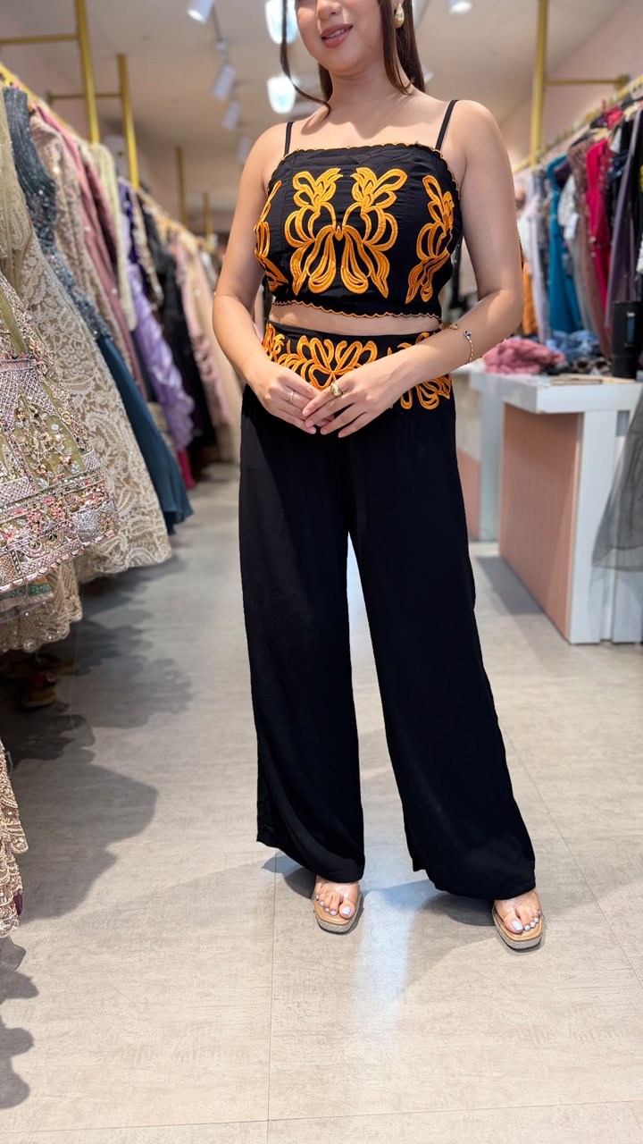 Midnight Bloom Embroidered Co-Ord Set