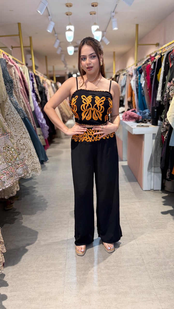 Midnight Bloom Embroidered Co-Ord Set