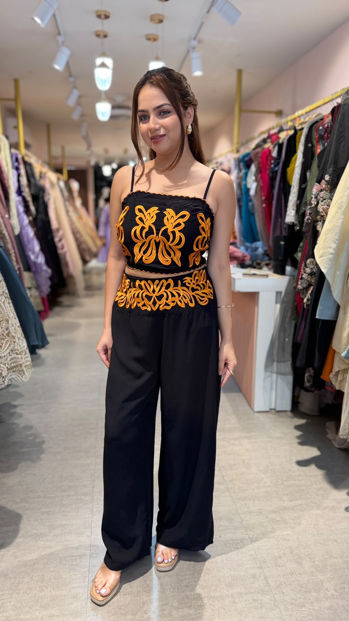Midnight Bloom Embroidered Co-Ord Set
