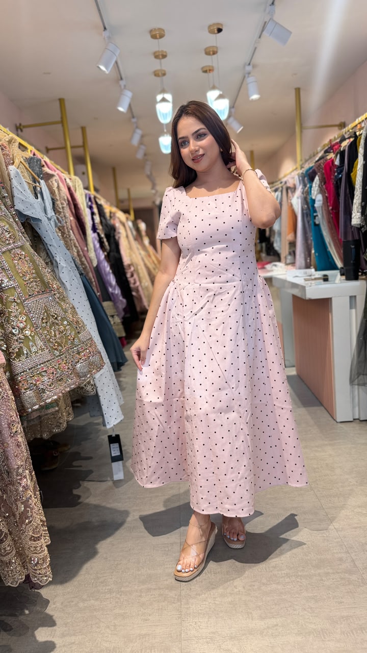 Blush Polka Dot Midi Dress