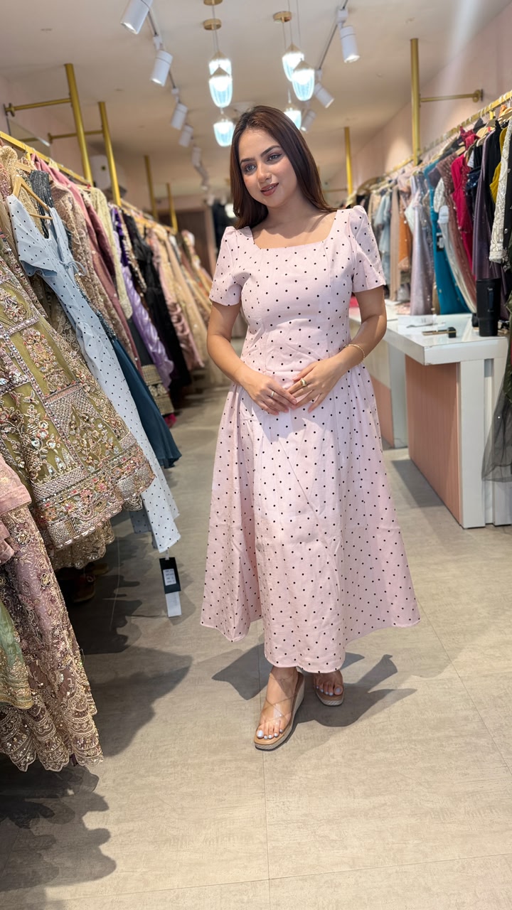 Blush Polka Dot Midi Dress