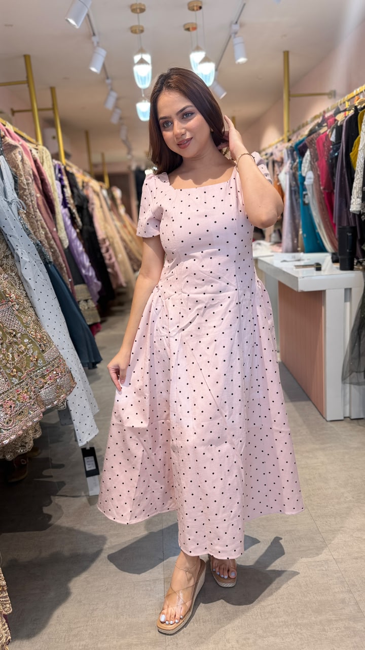 Blush Polka Dot Midi Dress