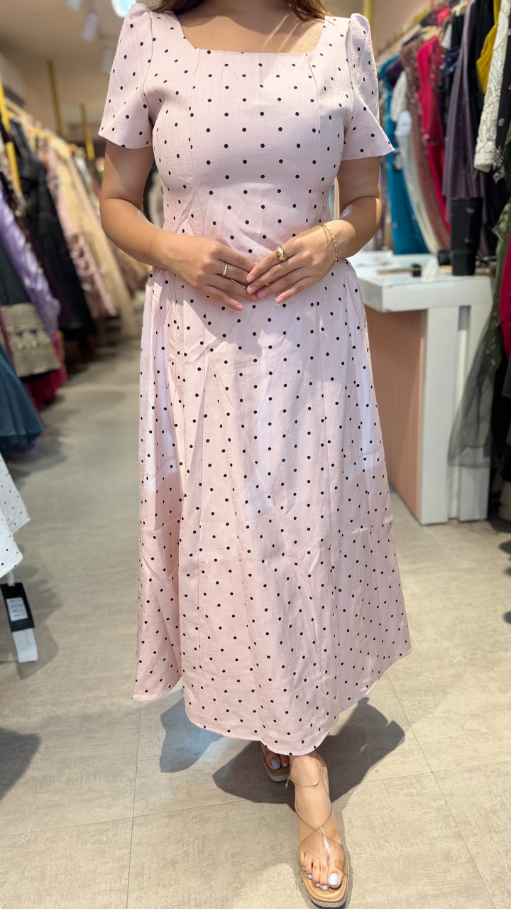 Blush Polka Dot Midi Dress
