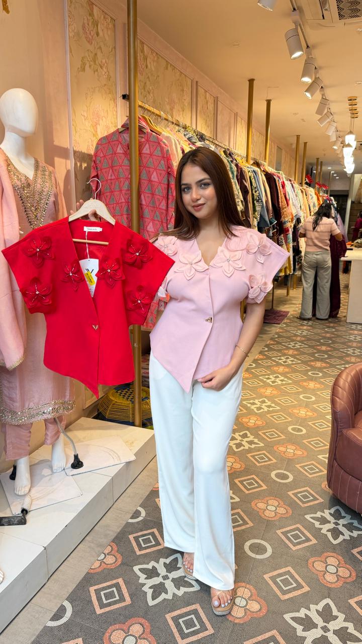 3D Floral Organza Embroidered top