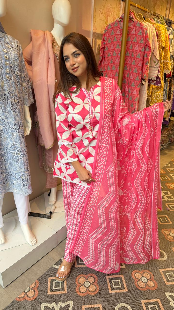 Printed Kurta Palazzo Set with Dupatta
