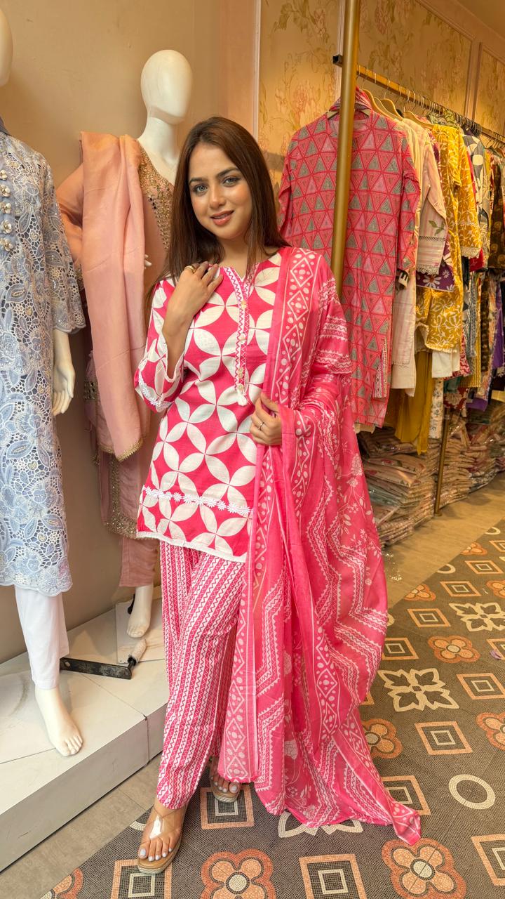 Printed Kurta Palazzo Set with Dupatta