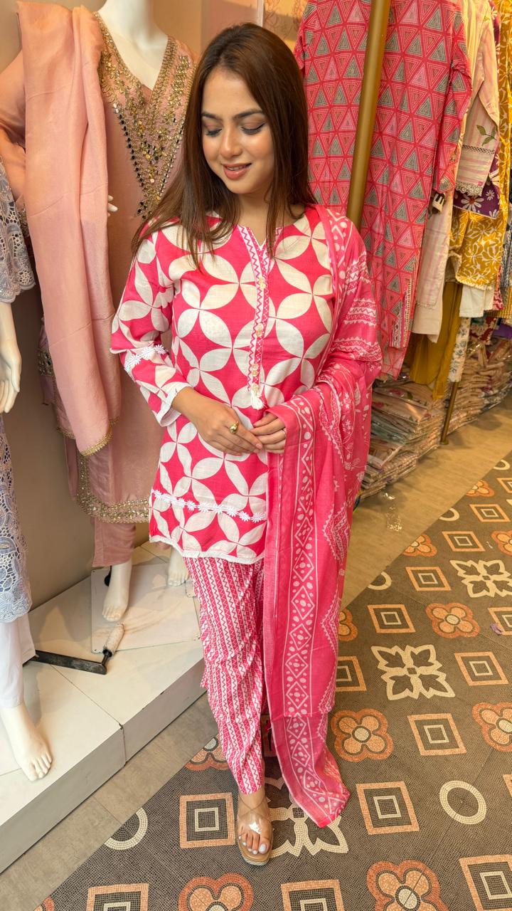 Printed Kurta Palazzo Set with Dupatta