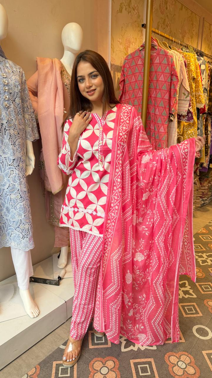 Printed Kurta Palazzo Set with Dupatta