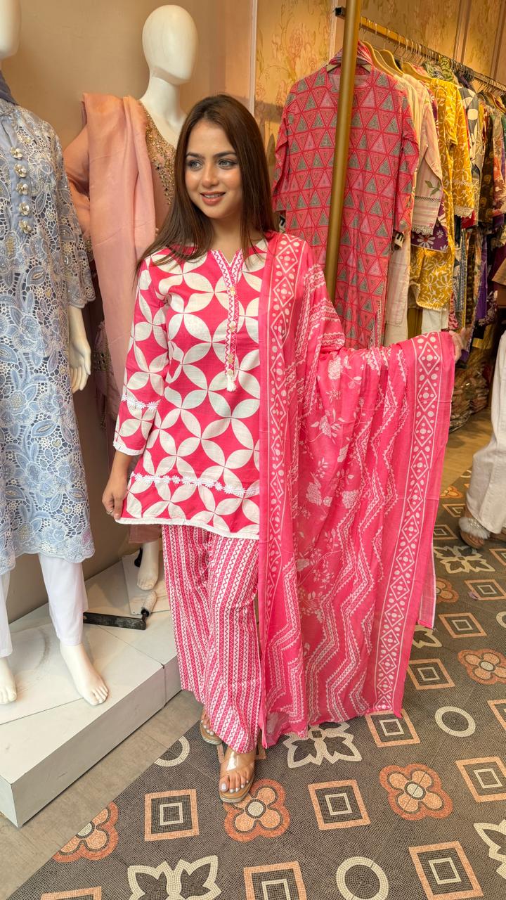 Printed Kurta Palazzo Set with Dupatta