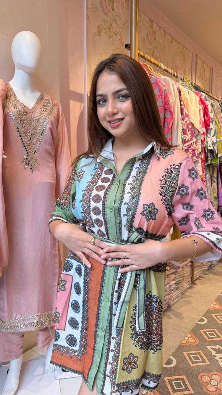 Boho Patchwork Shirt Dress