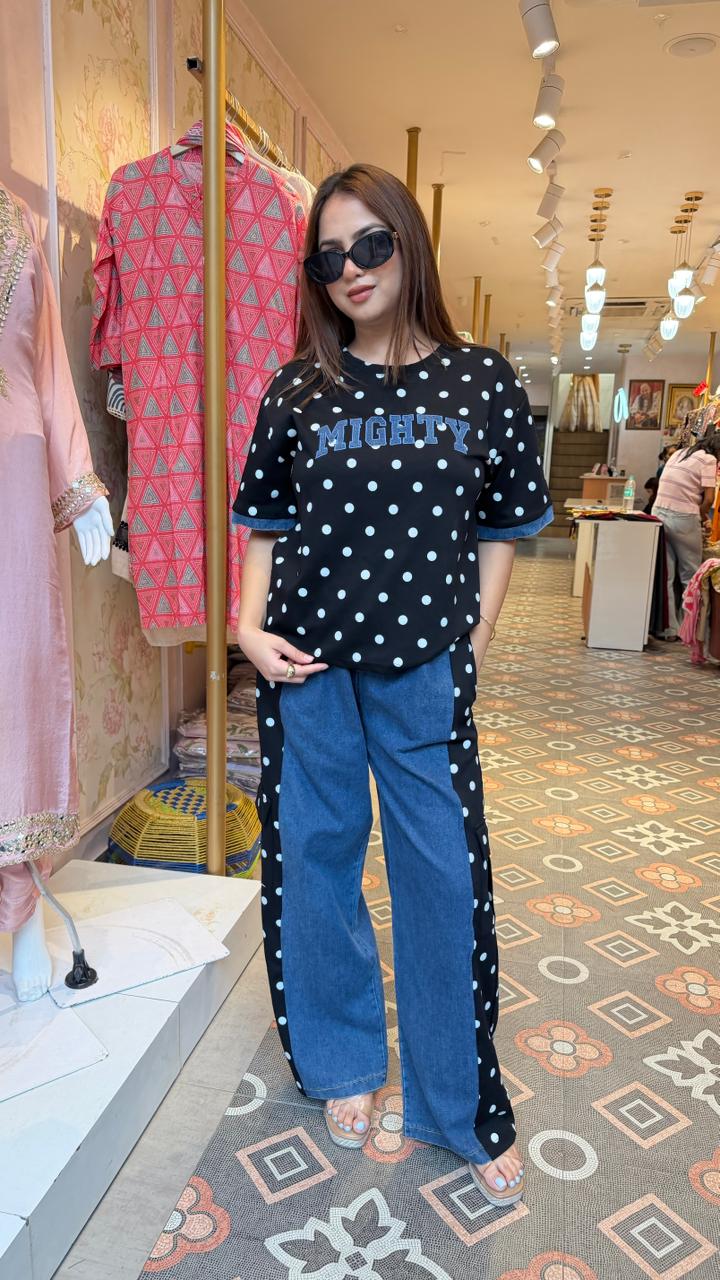 Midnight Polka Denim Co-Ord Set
