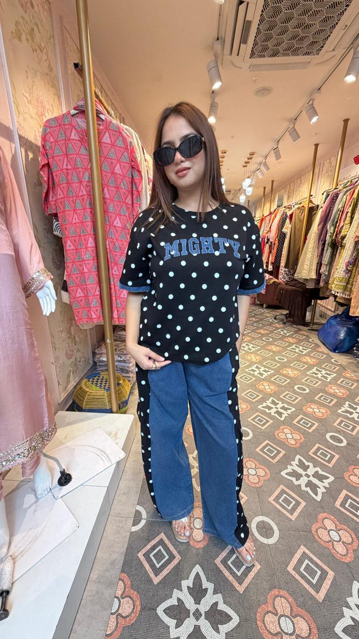 Midnight Polka Denim Co-Ord Set