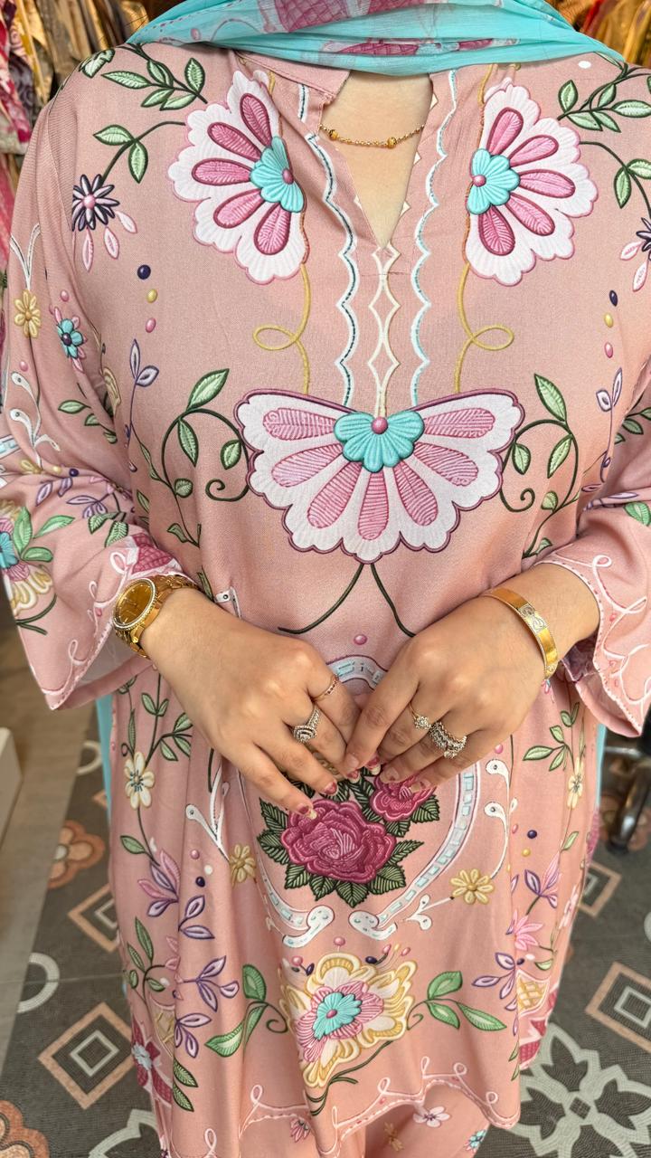 Pastel Floral Printed Co-Ord Suit Set