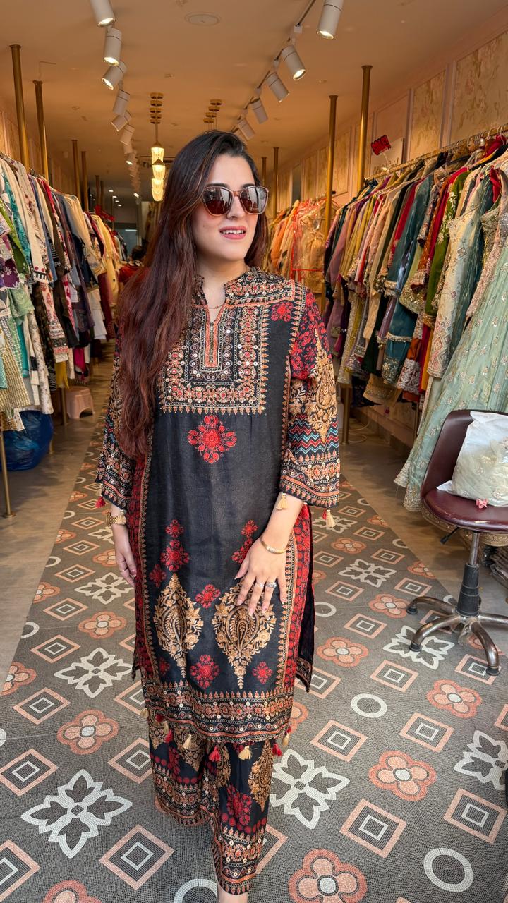 Royal Noir Ethnic Co-Ord Set