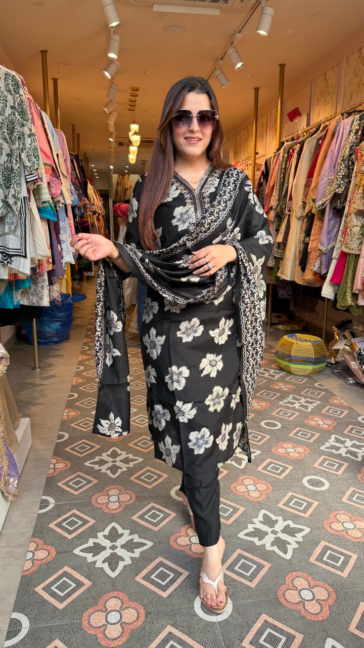 Midnight Bloom Printed Suit Set