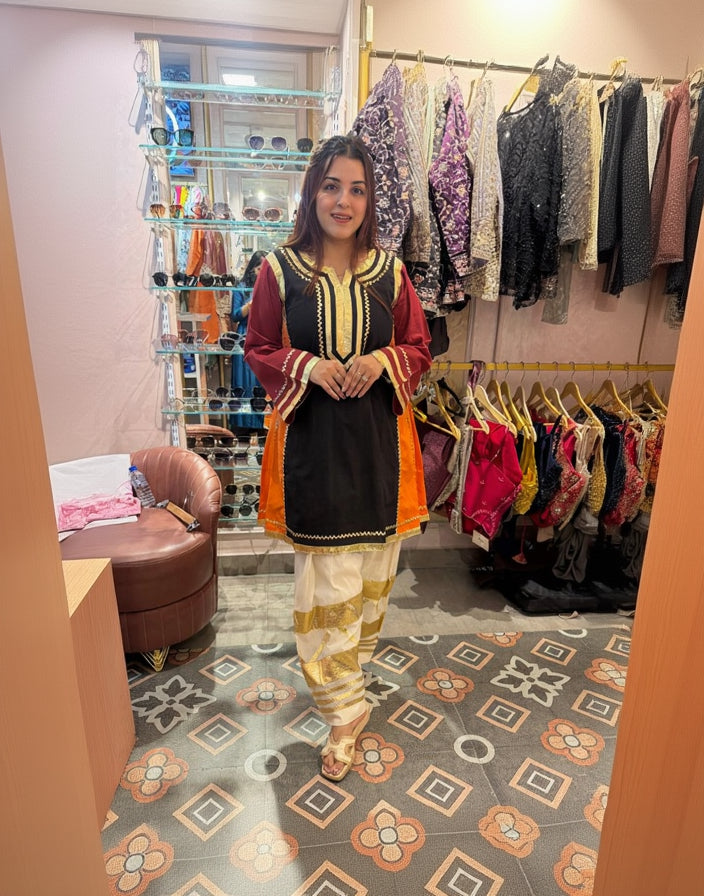 Royal Punjabi Kurta Set with Lasee Palazzo