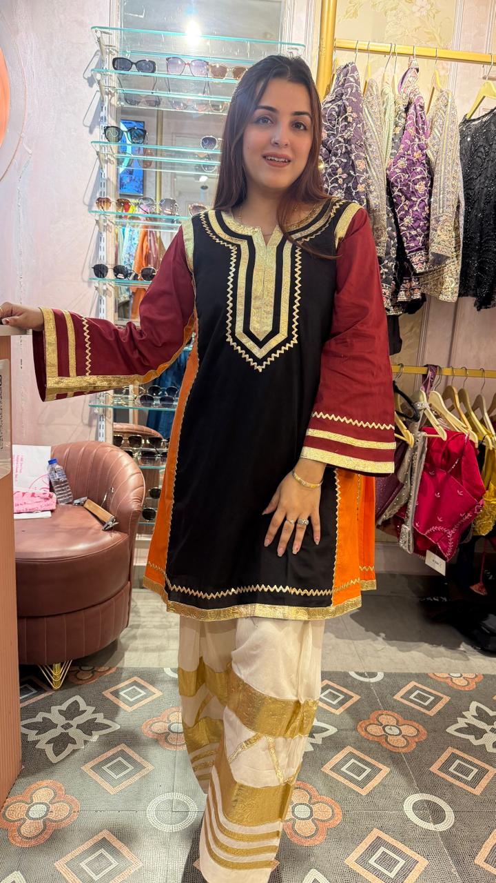 Royal Punjabi Kurta Set with Lasee Palazzo