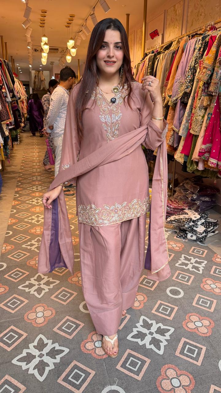 luxurious Embroidered Palazzo Suit Set