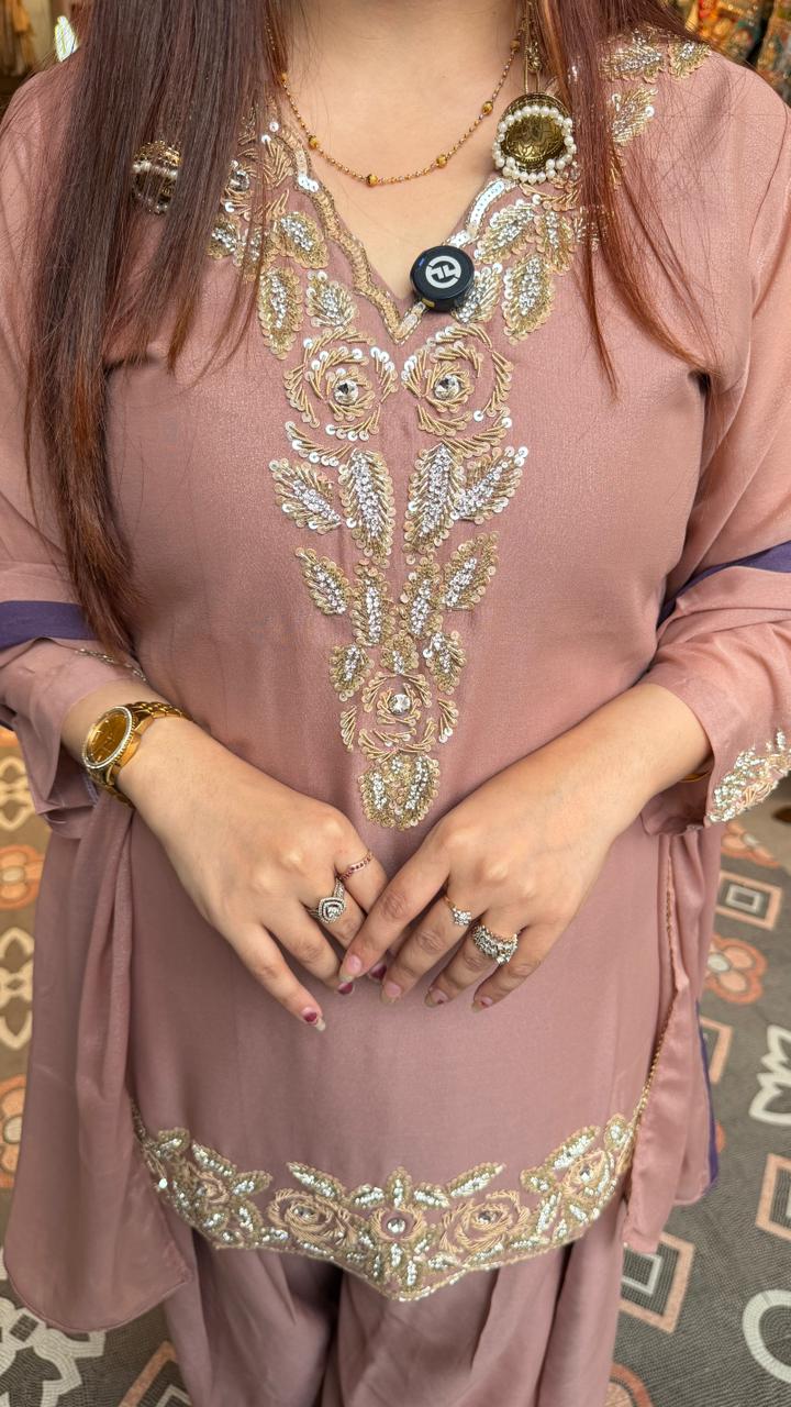 luxurious Embroidered Palazzo Suit Set