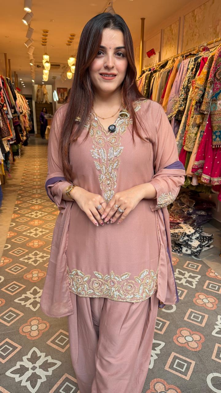 luxurious Embroidered Palazzo Suit Set