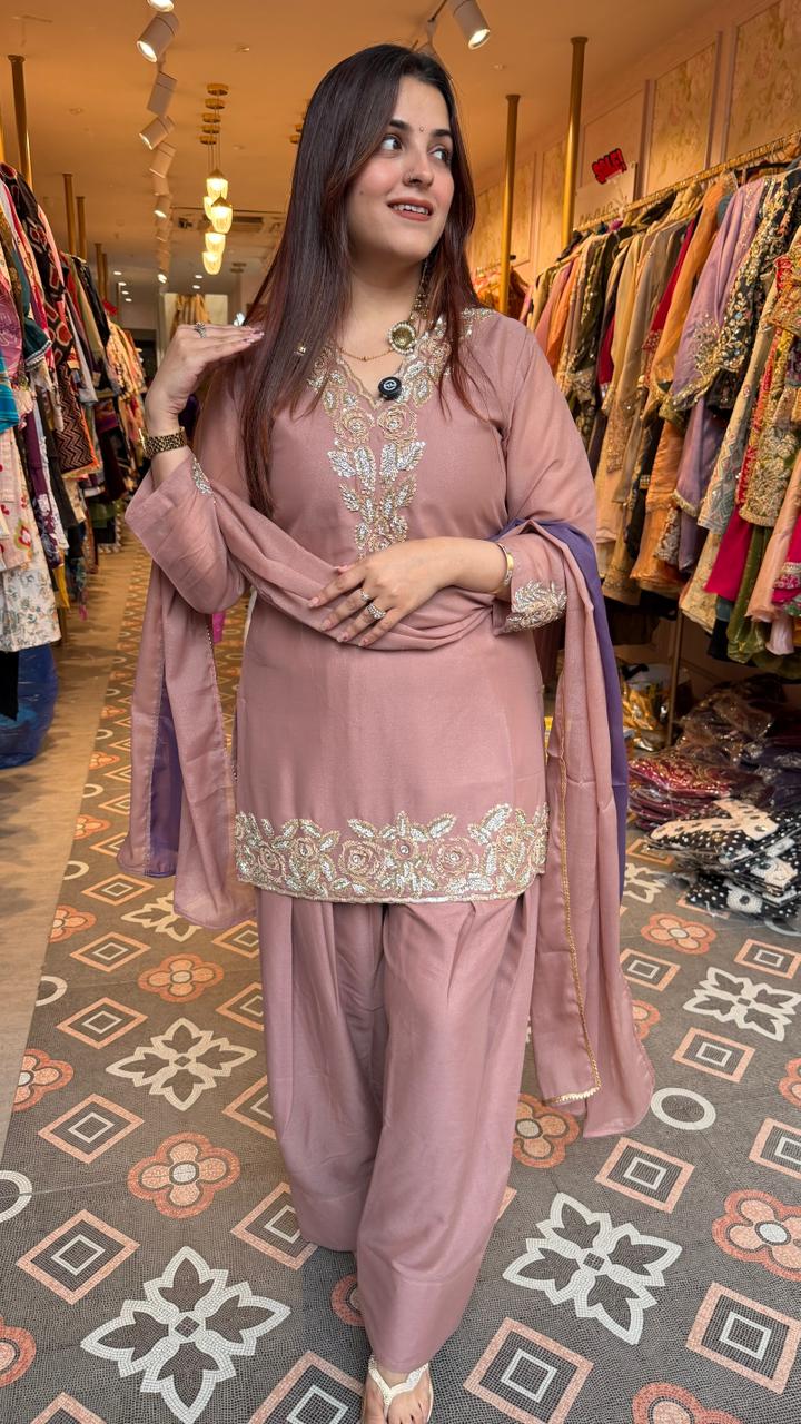 luxurious Embroidered Palazzo Suit Set