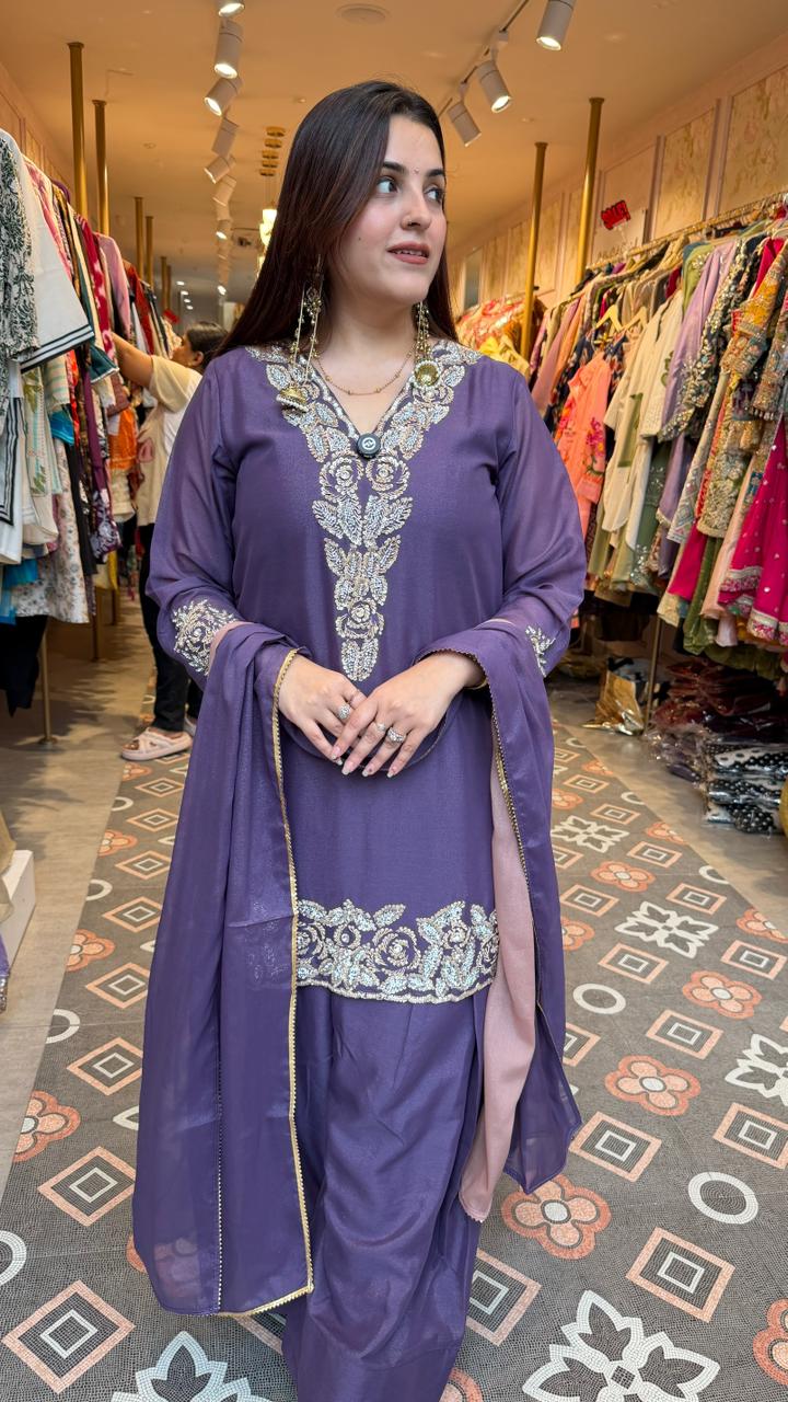 luxurious Embroidered Palazzo Suit Set