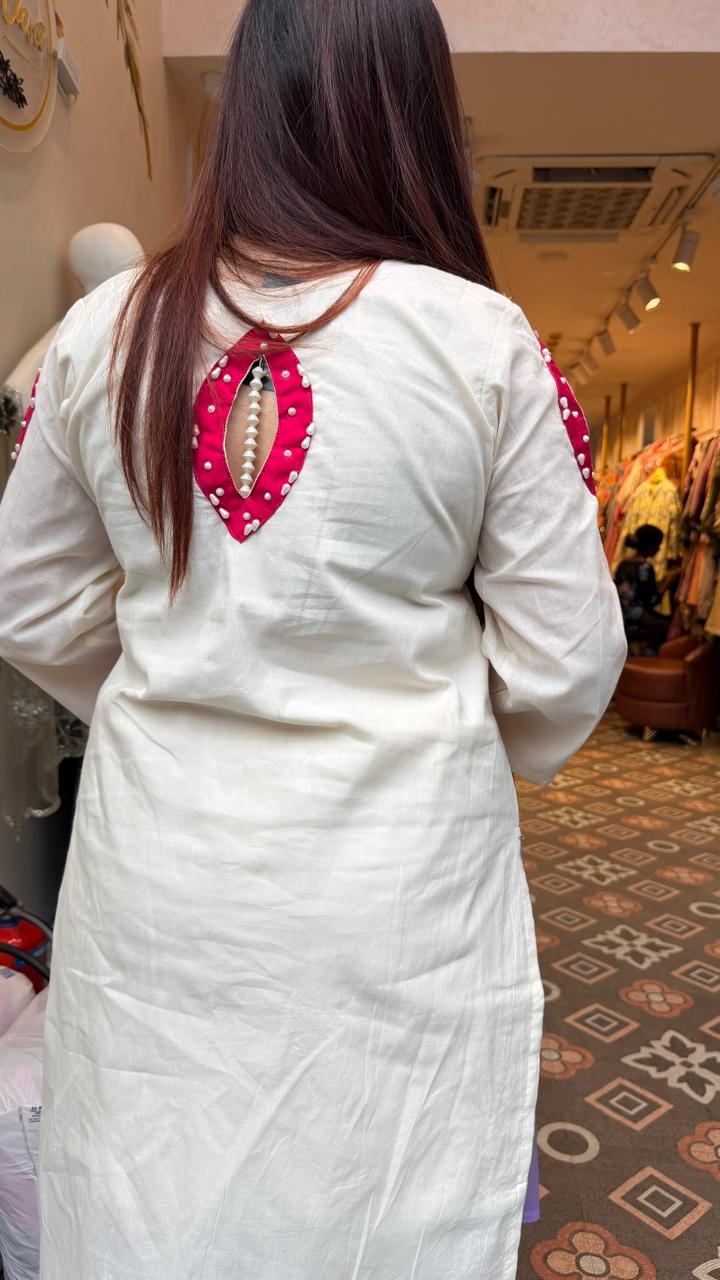 off-white Floral Print Kurta Set
