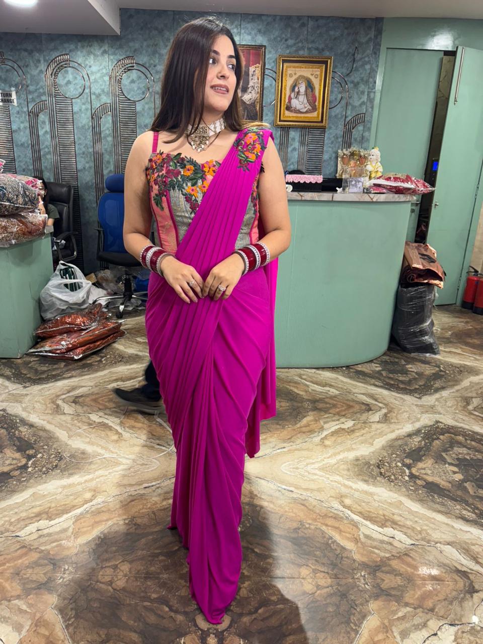 Floral Fusion Designer Saree