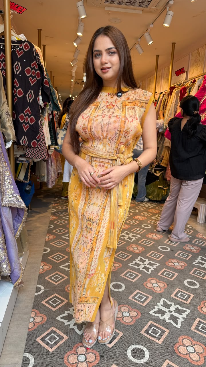 A-Line flow Printed One Piece Long dress