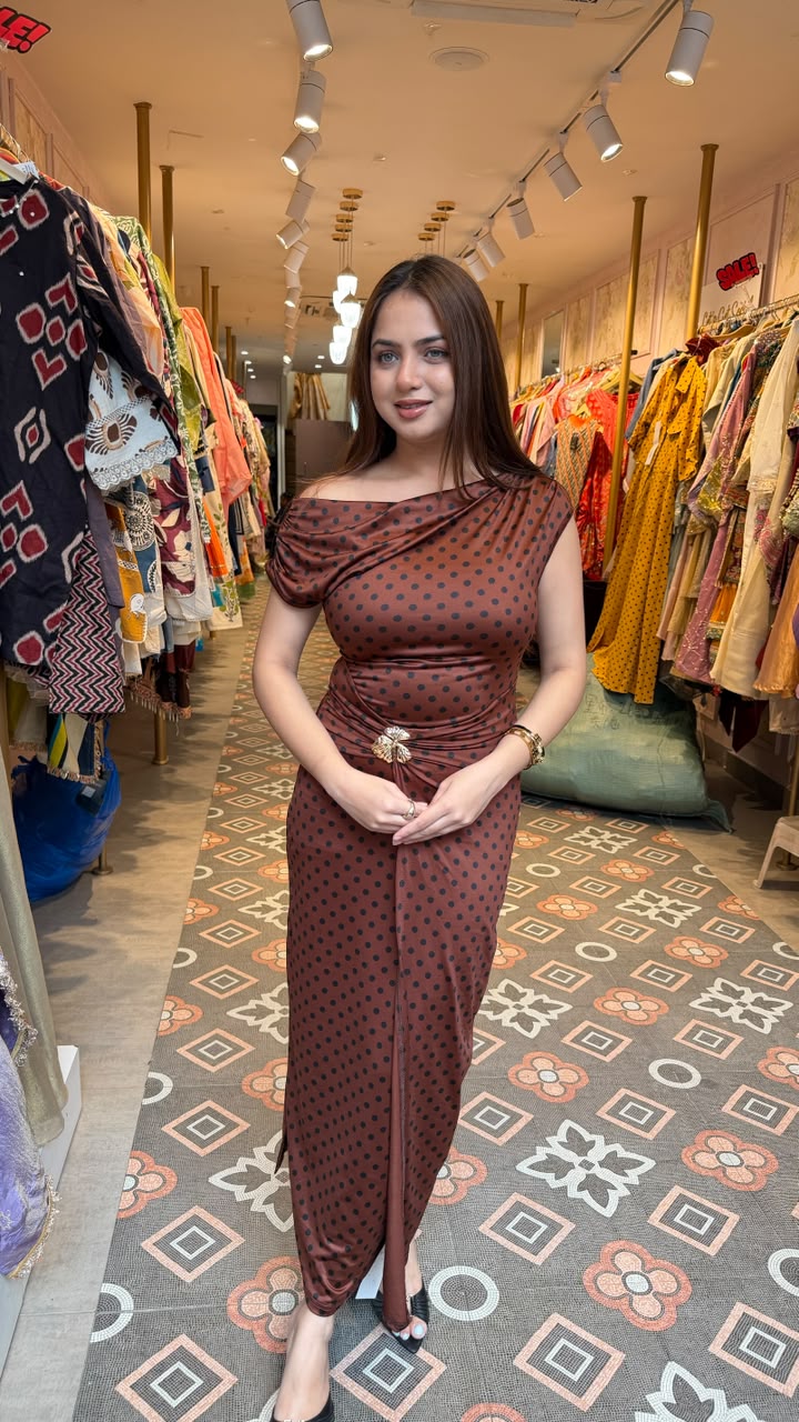 Polka Dot Ruched Bodycon Maxi  Dress