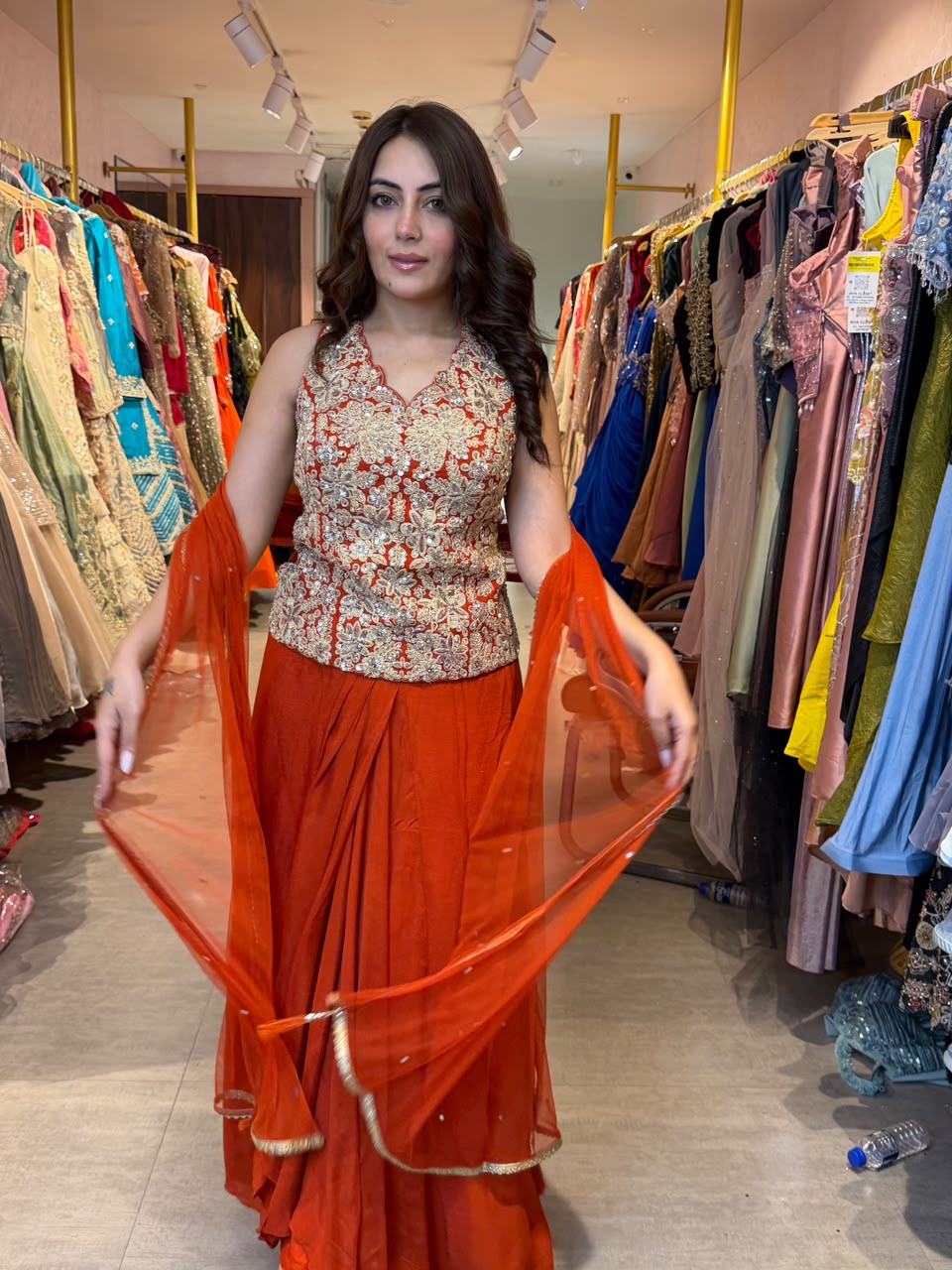 Flared Anarkali with fitted bodice and flowing skirt
