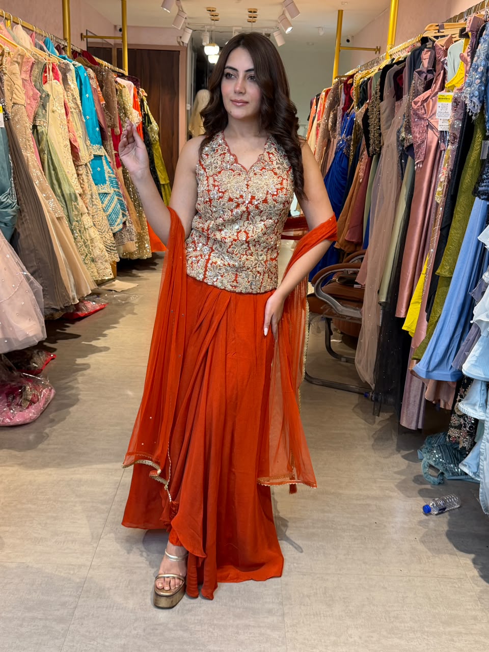Flared Anarkali with fitted bodice and flowing skirt