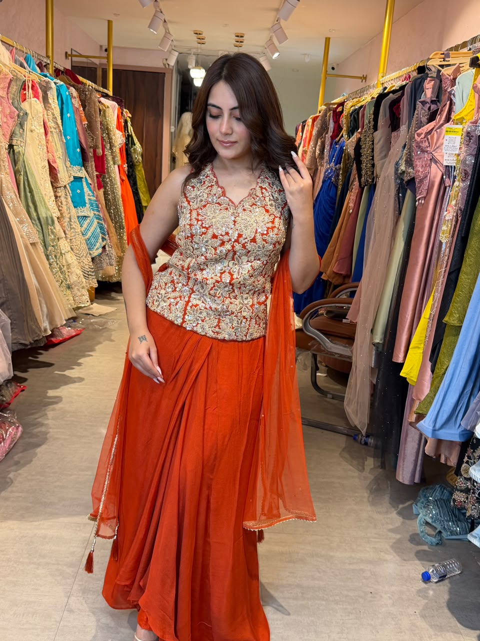Flared Anarkali with fitted bodice and flowing skirt