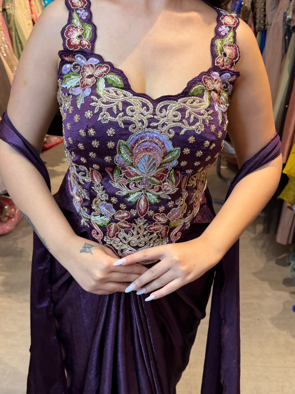 Designer  ready to wear draped saree