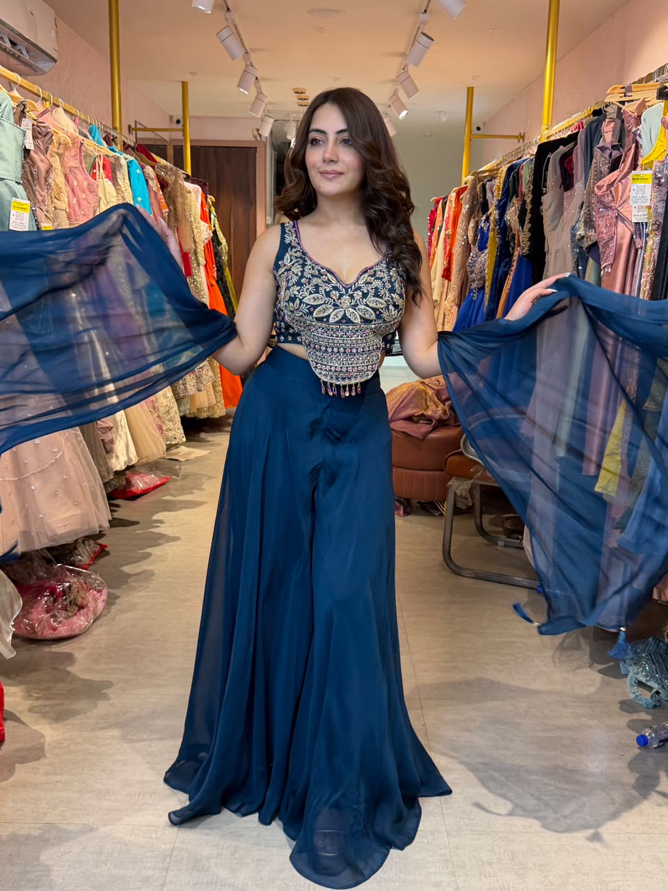 Indo-Western Lehenga Set with Crop Blouse