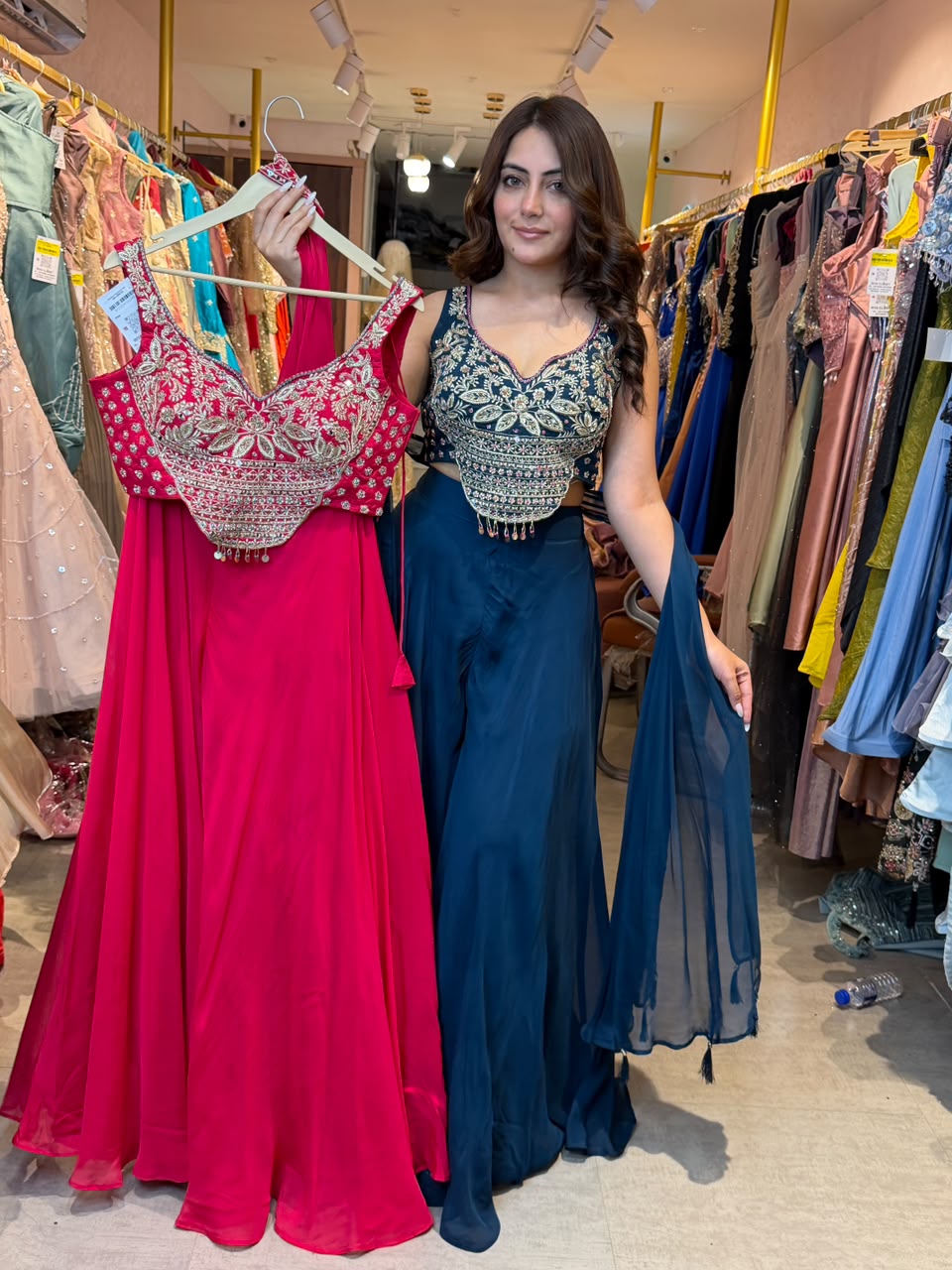Indo-Western Lehenga Set with Crop Blouse