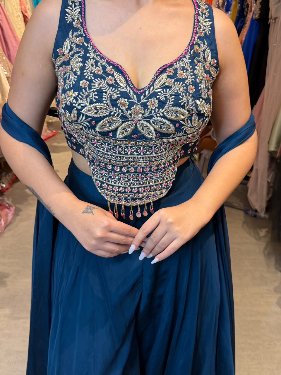 Indo-Western Lehenga Set with Crop Blouse