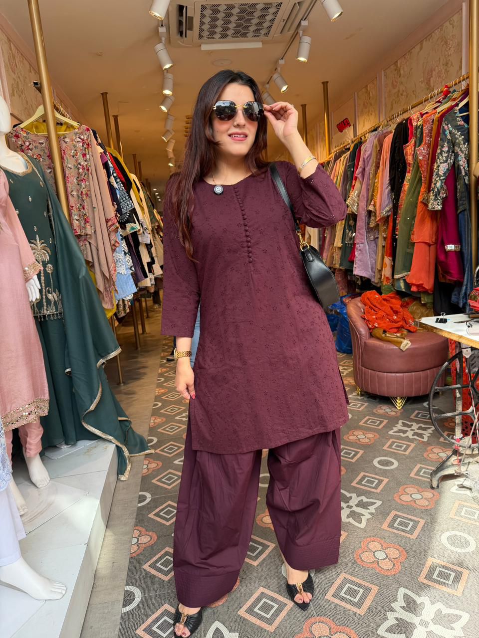 Modern Chikankari Co-Ord Set with Pathani Salwar