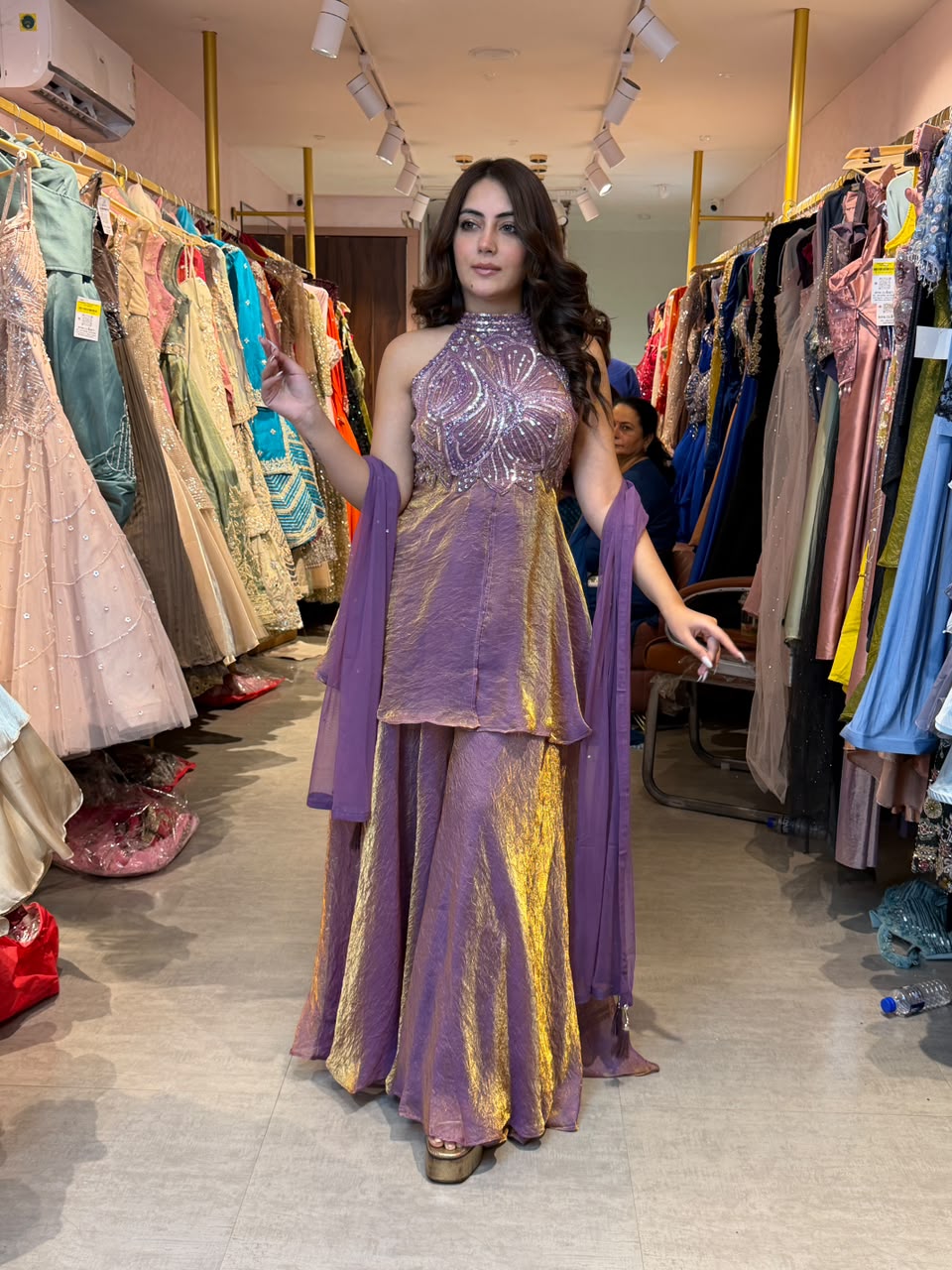 Flared Anarkali with fitted bodice and flowing skirt