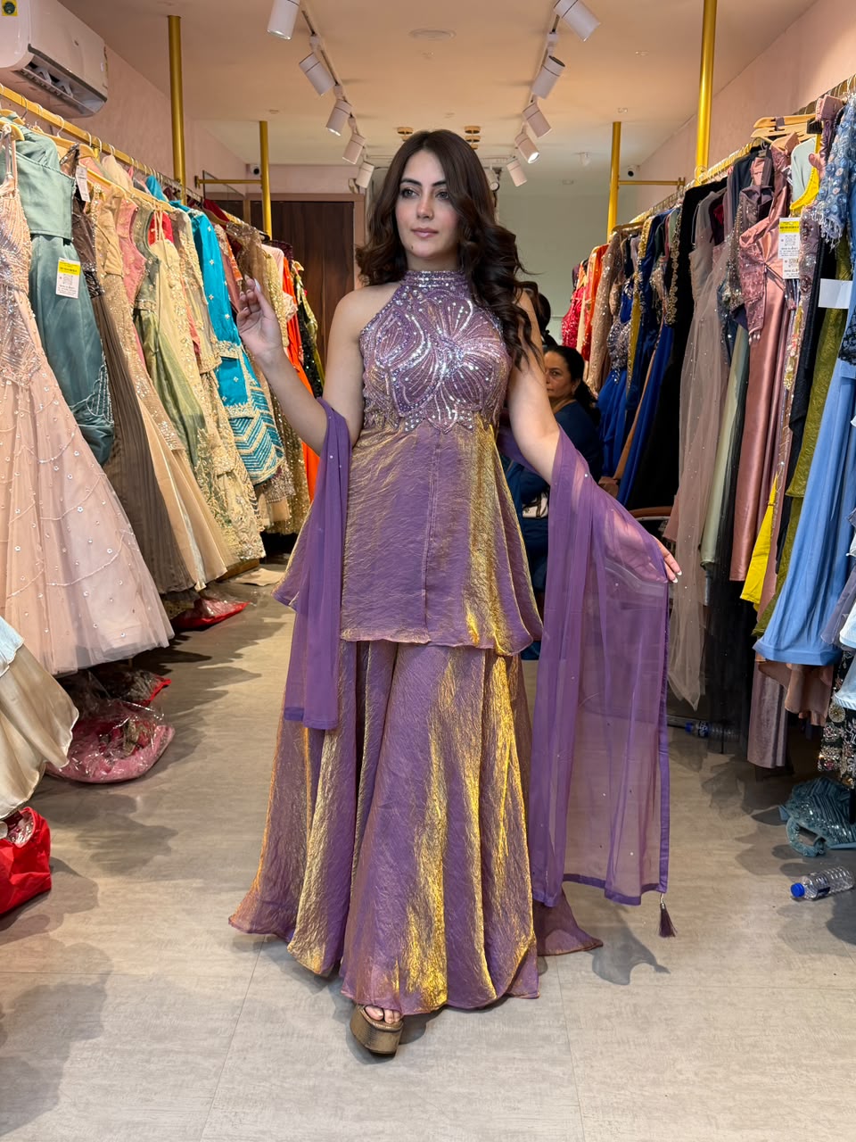Flared Anarkali with fitted bodice and flowing skirt