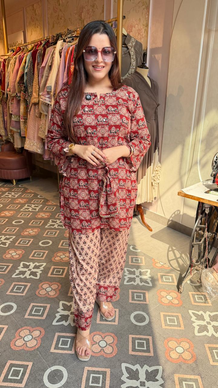 Short Kurti with Tapered Pants